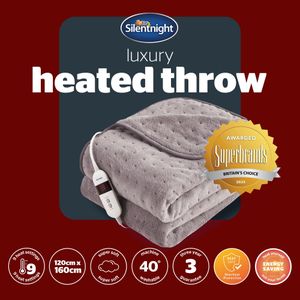 Silentnight Heated Throw Blanket – Grey, 120x160cm