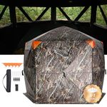 VEVOR Hunting Blind, 288° See Through Ground Blind, 6-7 Person Pop Up Deer Blind for Hunting with Carrying Bag, Portable Resilient Hunting Tent, 4 Horizontal Windows for Turkey and Deer Hunting