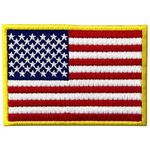 American Flag Embroidered Patch Gold Yellow Border USA United States of America Military Uniform Morale Applique Fastener Hook & Loop Emblem