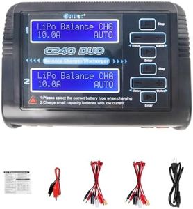 LiPo Battery Charger Dual LiPo Charger AC150W DC240W 10A Balance Battery Chargers Discharger for 1-6S LiPo Li-ion Life LiHV 1-15S NiCd NiMH PB Smart Battery RC Car Charger