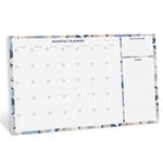 Rileys Monthly Planner Desk Pad, Undated Planner Calendar with 52 Tearaway Sheets, Wide To Do Planner Notepad with Top Priorities and Notes Sections, Printed Border, 16.5 x 11.4" (Abstract Geometric)