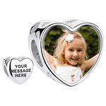 Personalized Heart Photo Bead Charm With Custom Photo 925 Sterling Silver Photo Charm / Bracelet photo gifts for Women Mum Dad (Charm)