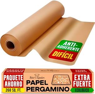 Papel de Horno Sin Blanquear - Papel Horno Rollo de 38cm x 64m con Cortador, Papel Vegetal Horno para Hornear, Cocinar, Asar a la Parrilla, Vapor y Freidora de Aire por Baker's Signature