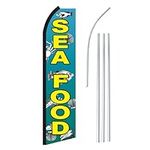 NEOPlex - "Seafood" - Floppy Flappy Flutter Flag and Pole Set - Includes 12-foot NEOPlex Feather Flag with 15-foot Aluminum Pole (no mount)