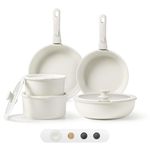 CAROTE Pots and Pans Set, Nonstick Cookware Sets Detachable Handle,Induction Kitchen Set Non Stick with Removable Handle, RV Set, Oven Safe, Cream White