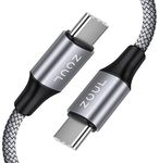 ZOUL USB Type C to Type C 65W/2M Long PD/QC 3.0 Fast Charging Nylon Braided Data Cable Compatible with Samsung S24,S23,S22,S21 FE,S20, iPhone 15 Series, MacBook & Laptops (2M, Grey)