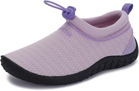 WHITIN Little Kids Water Shoes Aqua Barefoot Swim Beach Minimalist Size 13 Girls Lightweight Surfing Boating Hiking Walking River Thick Sole Sneakers Purple 30