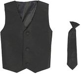 Vest and Clip On Boy Necktie set - BLACK - 12/14