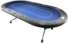 INO Design Foldable Poker Table 94 Inches for 10 Players Casion Game Style with Casters Scroll Wheels, Blue