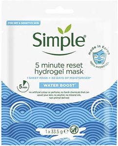 Simple Face Mask, Water Boost, 5-Minute Reset Hydrogel Korean Face Mask, Sheet Mask (Pack of 4)