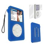 for iPod Classic Case, Silicone Skin Case Cover for Apple iPod Classic 6th 7th 80GB, 120GB Thin 160GB and iPod Video 5th 30gb + Screen Protector & Lanyard-10.5mm Thickness Thin Version(Blue)