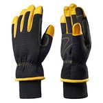 HODUP Waterproof Insulated Winter Work Gloves, Thermal Lining High Desterity Touch Screen Synthetic Leather Cold Gloves