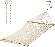 Castaway Living 13 ft. Double Traditional Hand Woven Cotton Rope Hammock with Free Extension Chains & Tree Hooks, Designed in The USA, Accommodates Two People with a Weight Capacity of 450 lbs.