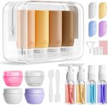 Muslish 21 Pack Travel Bottles for Toiletries, Leak-Proof TSA Compliant Silicone Travel Size Containers for Shampoo and Conditioner, BPA Free with Toiletry Bag (Apricot)