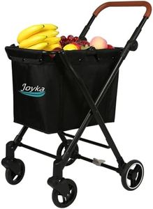 Collapsible Shopping Cart Shopping Trolleys Feature 55 Liters Capacity with Rolling Front Swivel Wheels and Height Adjustable Slider, can Stand on SUV