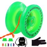 MAGICYOYO Glowing Yoyo for Kids, Teens. Adults, Professional Responsive Yoyos, Beginners Yo-yos Glow in The Dark, Magic Yoyo K1 Yo-yo Ball with Yo Yo Glove+ Bag+ 5 Yo Yos Strings+ Hubstacks, Green