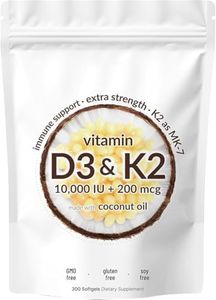 Vitamin D3 K2 Supplement Softgels,300 Count,10,000 IU Vitamin D3,200 mcg Vitamin K2,Non-GMO,Gluten-Free, Soy-Free,Bone and Cardiovascular Health Support (1)