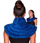 Neck & Shoulder Wrap - Weighted Microwavable Hot & Cold Compress | Moist Heat Heating Pad & Ice Pack for Injuries Reusable Therapy for Instant Pain Relief, Tension, Stress, Upper Back, Swelling (Blue)