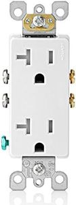 Leviton T5825-W 20 Amp, Tamper- Resistant, Decora Duplex Receptacle, Residential Grade (White)