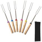 6 PCS Barbecue Forks, Marshmallow Toasting Forks, Extendable Forks, Telescopic Fork, BBQ Fork, Extendable Toasting Fork, Barbecue Extendable Fork, Campfire Roasting Sticks(Pack of 6)