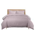 sheetsnthings Stripes Lilac 600 Thread Count King/California King Size 3PC Duvet Cover Set 100% Egyptian Cotton with button enclosure