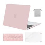 MOSISO Compatible with MacBook Air 13 inch Case 2022, 2021-2018 Release A2337 M1 A2179 A1932, Plastic Hard Shell&Keyboard Cover&Screen Film&Storage Bag for MacBook Air 13.3 inch Case, Rose Quartz