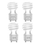 Gu24 CFL Light Bulbs JACKYLED 4-Pack UL T2 Spiral 13w Gu24 Base 2700k Warm White Fluorescent Light Bulbs Indoor Use