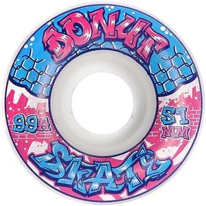 Donut Skate Co. 51mm - 99a Graffiti Small Skateboard Wheels for Tricks, Skateparks, Street Skating, Cruising, Wear Resistant, Set of 4