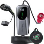 VDLPOWEREU EV Charger 11kw,Type 2 EV Charger 6A/8A/10A/13A/16A, Variable, Home Electric Car Charger Cable, 5M, with CEE 3 Pin Charger with LED Display& Carry Bag, IP65 Waterproof