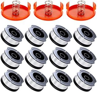 Eventronic AF-100 Trimmer Spool Compatible with Black+Decker Weed Eater, 30ft 0.065" Autofeed Replacement Trimmer Line for Black and Decker Weed Eater (12 Line Spools + 3 Caps+3 Springs)
