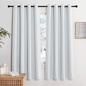 KGORGE Cortinas Blancas Cortinas Opacas Cortinas Dormitorio Cortina Termica Aislante Frio y Calor Cortinas Cortas Cortina Cocina Ventana con Ojales, 2 Piezas, 140x160cm, Blanco Gris