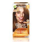 Garnier Belle Color Permanent Hair Dye, 63 Light Golden Brown, 100% Grey Coverage, Enriched with Argan Oil and Wheat Germ Oils - 1 Application, Packaging may vary