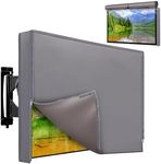 Outdoor TV Cover 40-43 Inch with Bottom Seal, 600D Weatherproof TV Screen Protectors with Waterproof Zipper, Remote Controller Storage Pocket, Velcro, Bottom Cover Fits Most Flat Screen TVs, Mounts