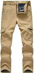 Rdruko Men's Outdoor Waterproof Windproof Fleece Work Cargo Snow Ski Hiking Pants(Khaki, CA 32)