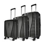 Aristocrat Airpro 3 Pc Set Cabin 55cm(Small) Check-in 66cm(Medium) Check-in 75cm(Large) 8 Wheels Trolley Bags for Travel Hard Case Luggage, Lightweight Bag & Combination Lock|7 Years Warranty (Black)