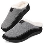 V.Step Orthopedic Slippers with Arch Support, Soft Sherpa Lining Plantar Fasciitis Slippers,Non Slip House Shoe Bedroom Indoor Outdoor Women Men Grey UK6