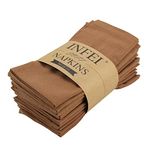 Solid Color Cotton Linen Blended Dinner Cloth Napkins - Set of 12 (40 x 40 cm) - For Events & Home Use (Coffee)