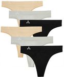 Balanced Tech Women's Seamless Thong Panties 6-Pack - Black/Nude/Gray - Medium