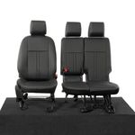 UK Custom Covers Fits Ford Transit Connect (2014 Onwards) Front Seat Covers Block Stitch Leatherette (Black) - SC1136B