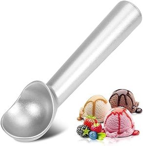 Ice Cream Scoop,7 inches Nonstick Anti-Freeze One Piece Aluminum Scooper Spoon, Heavy Duty Durable Design, Easy Clean, for Gelato, Cookie Dough, Sorbet, Almond (Silver)