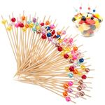 Molain 100Pcs Cocktail Skewers & Food Toothpicks - 4.7 Inch Wooden Fancy Toothpicks for Appetizers & Cocktail Picks for Drinks Charcuterie Sandwich Burgers Fruit- Multicolor Pearl Toothpicks