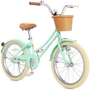 Glaf Girls Bike with Training Wheels Toddler Kids Bike for 2-12 Years Old 12 14 16 18 20 Inch Children Cruiser Bicycle with Adjustable Seat and Handlebar (Green, 20 Inch with Kickstand)