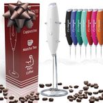 Elementi Milk Frother Handheld Mixer - Electric Drink Mixer Handheld - Drink Frother Wand for Lattes and Cappuccinos - Coffee Stirrer with Whisk - Handheld Drink Mixer & Drink Stirrers (White)