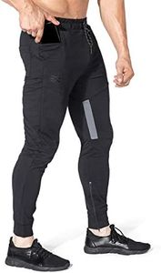 BROKIG Men Stripe Gym Joggers Pants, Causal Slim fit Tapered Workout Training Sweatpants with Zipper Pocket (Medium,Black)