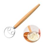 Generic Danish Dough Whisk, Double-lapped 13 Inch Steel Mixer with Wooden Handle, Perfect for Bread, Pizza, Cake, and Biscuits, Dough Whisk for Sourdough, Baking and Mixing