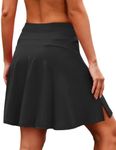 COOrun Womens Tennis Skirt Golf Skorts Skirts with Shorts High Waisted Pockets 2 Layer Athletic Running Sports Black S