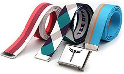 Teeoff 3 Pack Golf Web Belt Reversible Metal Buckle, New Silver Buckle #1, 47.2"