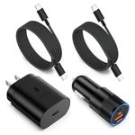 Car Charger Fast Charging Type C, Excgood Super Fast Charger Kit Set 25W USB C Wall Charger Adapter for Galaxy S24 Ultra S23 FE S22 S20 A54 A53 A15, with 2X Braided USB C to C Cable 6ft