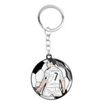 Excite Store Sports Star Christiano Ronaldo CR7 Spinning Keychain |Football Soccor Fans Keyring Gift for boys Car Bike (White)