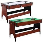 5ft Family Leisure Multi Games 2 in 1 Flip Pool and Air Hockey Table In Mahogany With All Accessories, Great for Kids and Adults